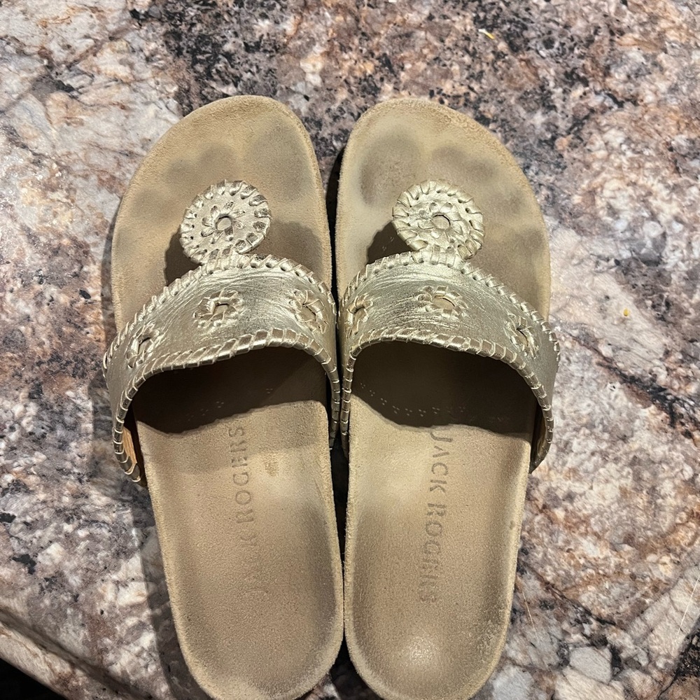 Jack Rogers Gold Slide Sandals Casual Comfort